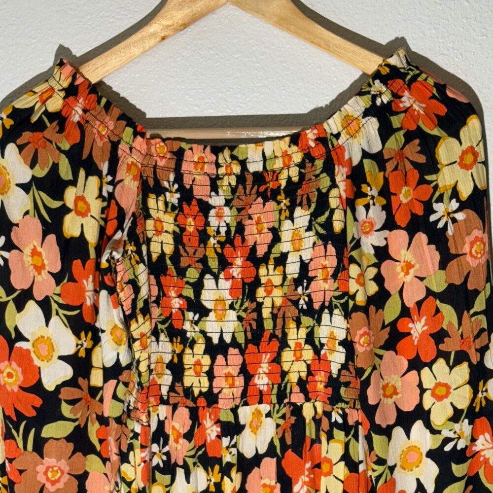 Billabong Girls Floral Balloon Sleeve‎ Pullover Beach Mini Dress Size M - Picture 4 of 11